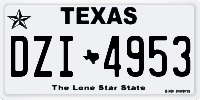 TX license plate DZI4953