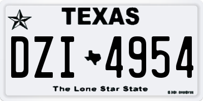 TX license plate DZI4954