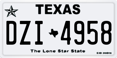 TX license plate DZI4958