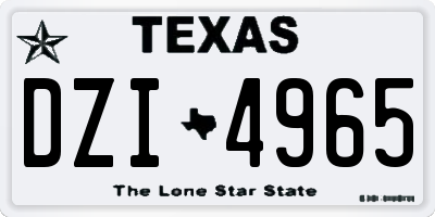TX license plate DZI4965