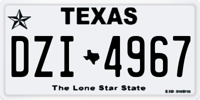TX license plate DZI4967
