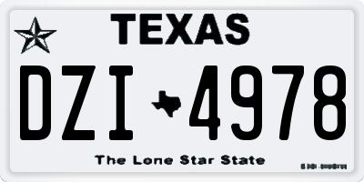 TX license plate DZI4978