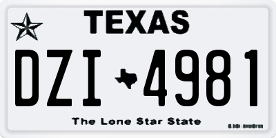 TX license plate DZI4981