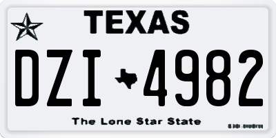 TX license plate DZI4982