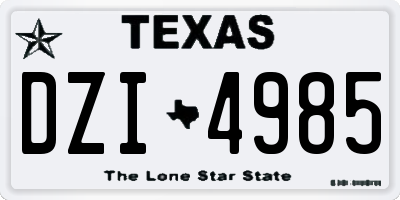 TX license plate DZI4985