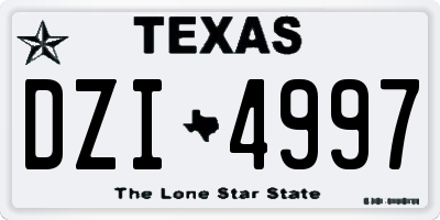 TX license plate DZI4997