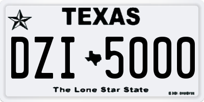 TX license plate DZI5000