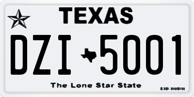 TX license plate DZI5001