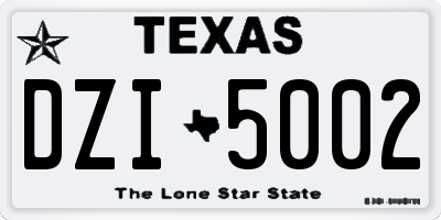 TX license plate DZI5002