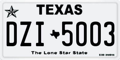 TX license plate DZI5003