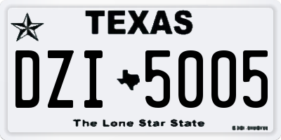 TX license plate DZI5005