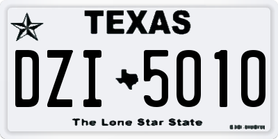 TX license plate DZI5010