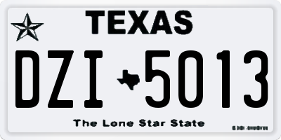 TX license plate DZI5013