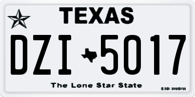 TX license plate DZI5017