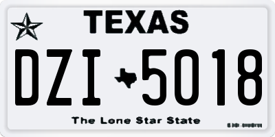 TX license plate DZI5018