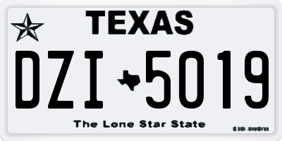 TX license plate DZI5019