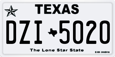 TX license plate DZI5020