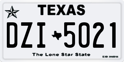 TX license plate DZI5021