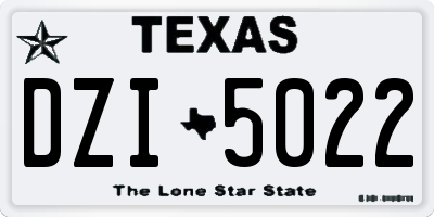 TX license plate DZI5022