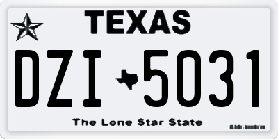 TX license plate DZI5031