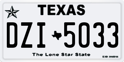 TX license plate DZI5033