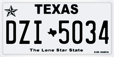 TX license plate DZI5034