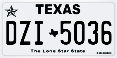TX license plate DZI5036