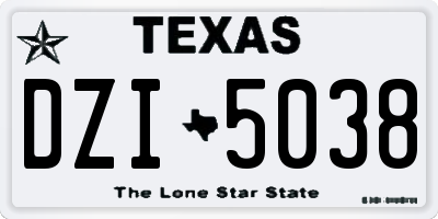 TX license plate DZI5038