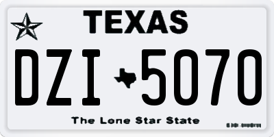 TX license plate DZI5070