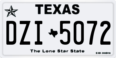 TX license plate DZI5072