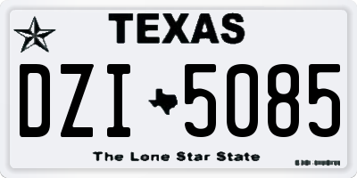 TX license plate DZI5085