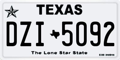 TX license plate DZI5092