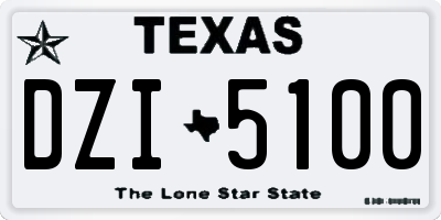 TX license plate DZI5100
