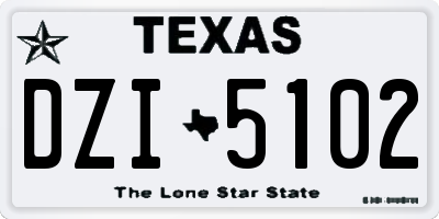 TX license plate DZI5102