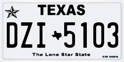 TX license plate DZI5103