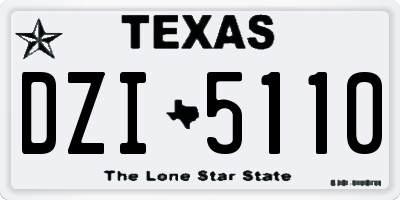 TX license plate DZI5110