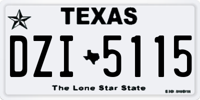 TX license plate DZI5115