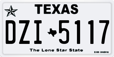 TX license plate DZI5117