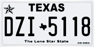 TX license plate DZI5118