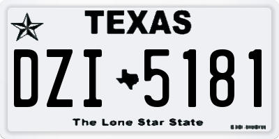 TX license plate DZI5181