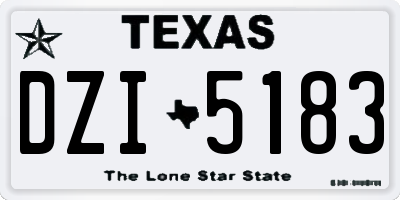 TX license plate DZI5183
