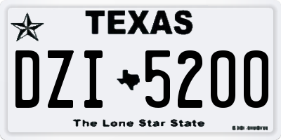 TX license plate DZI5200