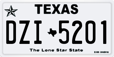 TX license plate DZI5201
