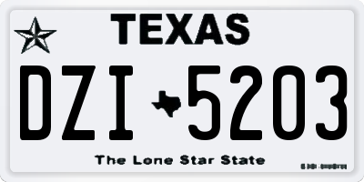 TX license plate DZI5203
