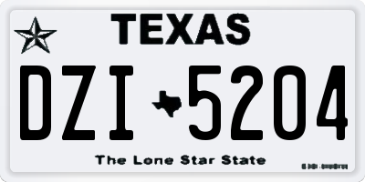 TX license plate DZI5204