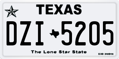 TX license plate DZI5205