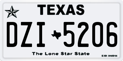 TX license plate DZI5206