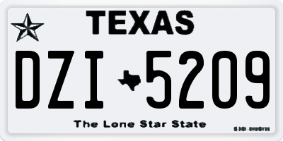 TX license plate DZI5209