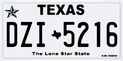 TX license plate DZI5216