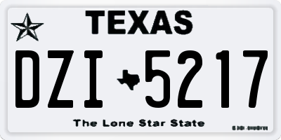TX license plate DZI5217